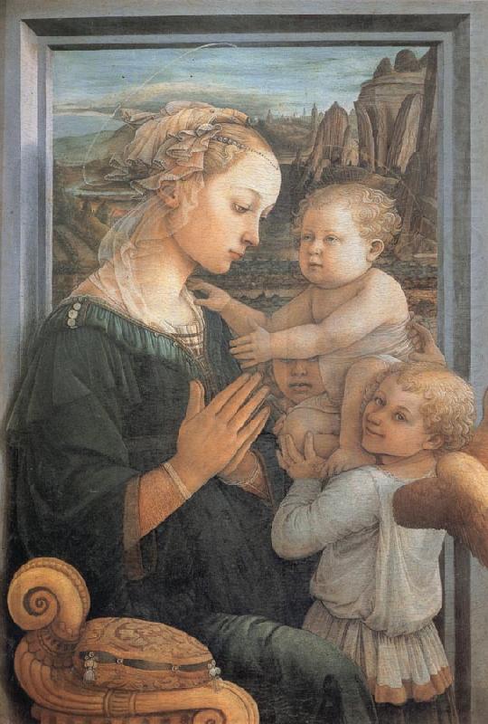 Madonna and Child with Two Angels,, Fra Filippo Lippi